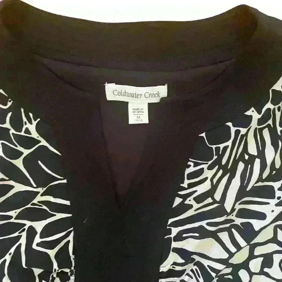 Coldwater Creek Dress Size M Black White Pullover Flowy Career Graduation - Picture 6 of 8